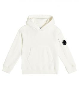 Худи Lens из хлопкового джерси C.P. COMPANY KIDS, белый
