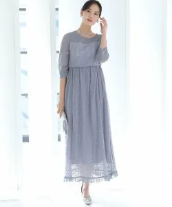 Платье с кружевной отделкой в форме фестонов идеально подойдет для свадеб, встреч выпускников, вечеринок и других торжественных случаев Pourvous, цвет Blue Gray