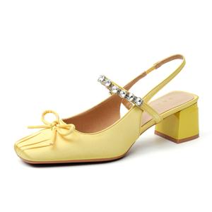 Bamiti Женские туфли на платформе с массивным каблуком 5 см лимонного цвета, цвет Lemon