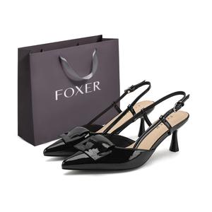 FOXER Женские туфли на высоком каблуке, черные/бежевые