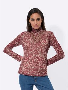 Рубашка с воротником-стойкой и принтом вишнево-песочного цвета creation L