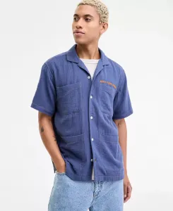 Мужская рубашка Joss с коротким рукавом и вышитыми пуговицами спереди Sun + Stone, синий