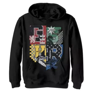 Толстовка с изображением флагов Хогвартса и квиддича для мальчиков 8-20 лет Harry Potter, черный