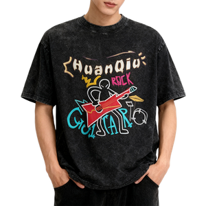 Футболка Unisex Crew Neck Moderate Straight Fit HUANQIU, washed черный