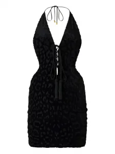 Платье мини с узором Roberto Cavalli, черный