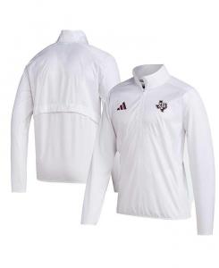 Мужская белая куртка Texas A&M Aggies Sideline AEROREADY с рукавами реглан и молнией четверти adidas, белый