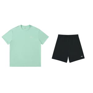 Тонкий футболка Casual Sportswear Unisex с круглым вырезом 361°, set (maris sal зеленый top+super черный pants)