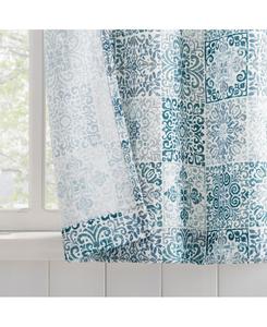 Полупрозрачные кухонные шторы Greco Mosaic с креплением на карниз, комплект из двух штук No 918, Blue