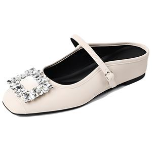 TATAYA Женские закрытые тапочки с резиновой подошвой и стразами, устойчивые к истиранию, экрю, цвет Ecru