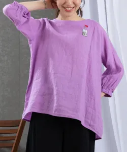 Туника из 100% льна с вышитой нашивкой Studio Picone, цвет Purple(075)