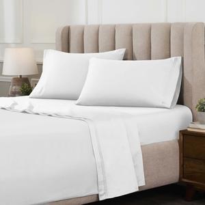 Superior Комплект постельного белья из премиального египетского хлопка, плотность 1500, современный дизайн, ультрамягкий, однотонный белый White - Z