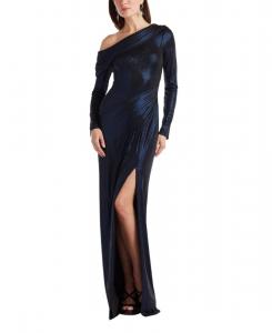 Женское плиссированное платье Toryn с металлическим блеском и драпировкой Tadashi Shoji, Royal navy