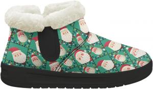 Зимние теплые плюшевые ботинки Forchrinse с меховой подкладкой для женщин и мужчин, удобные зимние ботильоны для прогулок, Cartoon Santa Claus Print