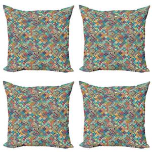 ABAKUHAUS Комплект чехлов на подушку в марокканском стиле (4 шт.), восточные мотивы, современная двусторонняя цифровая печать, 50 см х 50 см, разноцветные