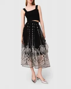 Длинная юбка из тюля с вышивкой Maje, черный