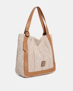 Сумка-шоппер из ПУ холста Robert Pietri, натуральный