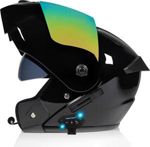 Шлем модуляр Gyufmgs с градиентным визором и микрофоном, черный