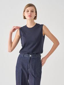 Хлопковый трикотажный пуловер без рукавов | Kerry | 30G Современный крой