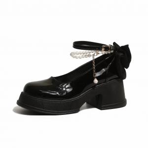 Circle small Черные жемчужные женские туфли на массивном каблуке, цвет Black Pearl
