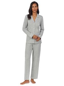 Пижама с длинными рукавами и воротником-стойкой Lauren Ralph Lauren, серая