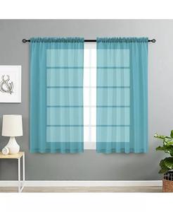 Комплект из 2 базовых оконных штор из прозрачной вуали с карманами и карманами Kate Aurora, синий