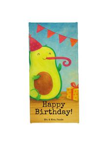 Mr. & Mrs. Panda Пляжное полотенце с рисунком авокадо и надписью на тему дня рождения, выполненное белым цветом