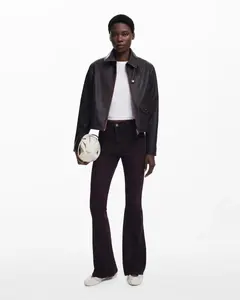 Женская куртка-бомбер из бордовой кожи Desigual