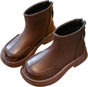 Детские ботильоны для девочек с боковой молнией, милым бантом, зимние снежные сапожки 2025 года, водонепроницаемые, с нескользящей подошвой, короткие, удобные, на массивной подошве, боевые ботинки Generic, A07 Brown