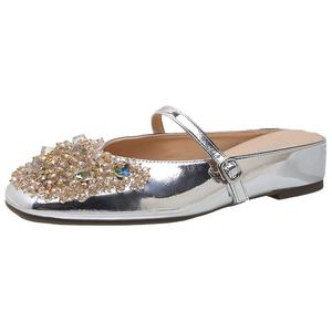 City camel Серебряные женские тапочки с закрытым носком и противоскользящей резиновой подошвой, цвет Silver