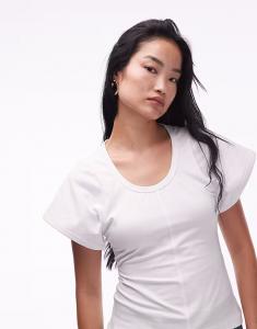 Футболка свободного кроя с рельефной талией белого цвета