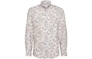 Пейсли принтованная рубашка с длинными рукавами Brunello Cucinelli, мультиколор