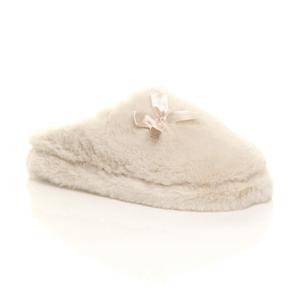 Пушистые тапочки-мюли на плоском каблуке AJVANI, бежевый