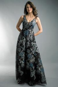 Вечернее платье с V-образным вырезом Basix Black Label, Black Multi