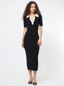 Уютное платье Cosysoft с воротником миди French Connection, Black