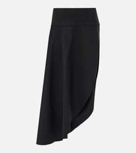 Асимметричная шерстяная юбка миди Alaïa, цвет noir alaia