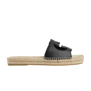 Сандалии Gucci Interlocking G Cut-Out Espadrille Sandal Black, черный