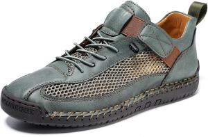 Мужские дышащие летние кроссовки с сеткой для улицы, легкие туристические кроссовки, удобные спортивные кроссовки для ходьбы, быстросохнущие верхние, повседневные спортивные туфли для мужчин Qacksv, зеленый