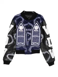 Бомбер с аппликацией Who Decides War, синий