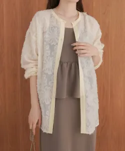 Блузка из жаккардовой ткани с перьями, двусторонняя.