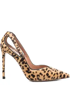 Туфли-лодочки с вырезом под леопардовый принт 105 мм Aquazzura, нейтральный