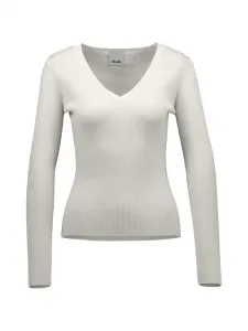 Вязаный свитер с V-образным вырезом и резинкой Allude, бежевый