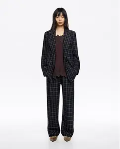 Женская пиджак с перекрестной застежкой в клетку Bimba y Lola, темно-синий