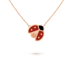 Кулон Van Cleef & Arpels Lucky Spring, божья коровка с раскрытыми крыльями, 18-ct розовое золото, сердолик, оникс