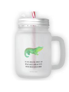 Стакан для питья Mason Jar с изображением крокодила и надписью: Прозрачный. Mr. & Mrs. Panda