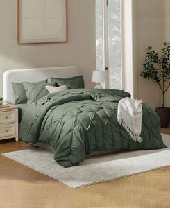 Роскошный мягкий комплект постельного белья с защипами, 7 предметов, размер Queen Nestl, Olive Green