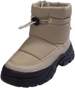 Сапоги для мальчиков и девочек утепленные водонепроницаемые с меховой подкладкой, теплые, противоскользящие зимние ботинки для комфортной прогулки на улице Generic, Khaki