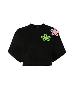 Черная хлопковая футболка для женщин Msgm, черный