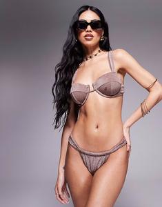 Плавки бикини South Beach со сборками коричневого цвета