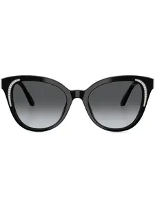 Солнцезащитные очки в массивной оправе с кристаллами Swarovski, черный