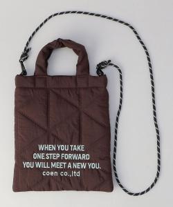 Стеганая сумка через плечо с вышитым логотипом и геометрическим узором, двусторонняя Coen, цвет Dk Brown